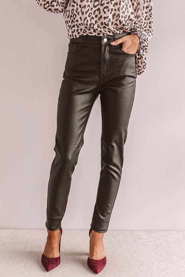 Editor's Choice Faux Leather Midrise Skinny In Black Image - 3