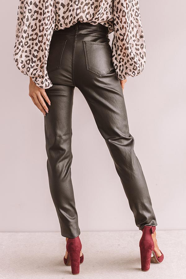 Editor's Choice Faux Leather Midrise Skinny In Black Image - 4