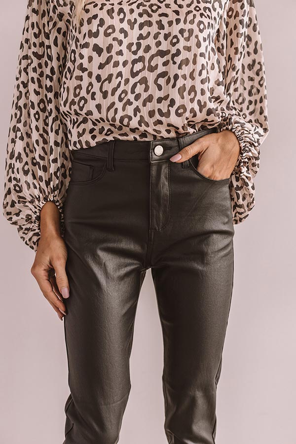 Editor's Choice Faux Leather Midrise Skinny In Black Image - 5