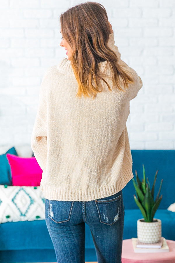 Snowfall Sweetness Chenille Lace Up Sweater in Cream Image - 4