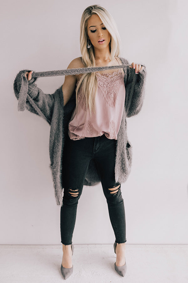 Fuzzy Wuzzy Cardigan in Dark Grey