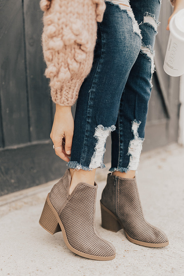 The Stella Perforated Bootie in Charcoal Image - 1