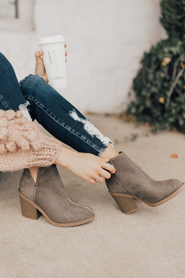 The Stella Perforated Bootie in Charcoal Image - 4