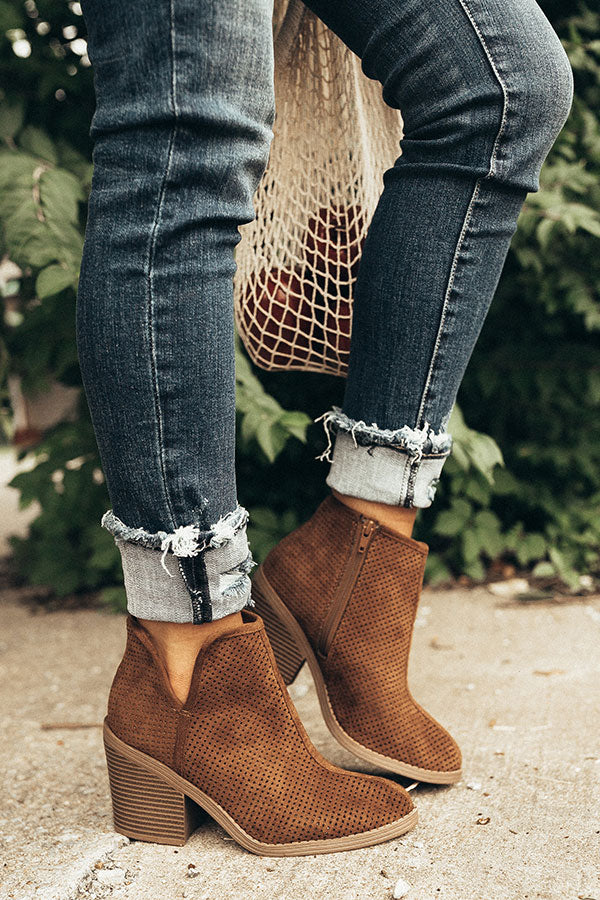 The Stella Perforated Bootie in Chocolate Image - 2