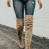 The Aspen Thigh High Lace Up Boot in Taupe Image - 1