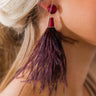 Cocktail Please Feather Earrings In Wine Image - 1