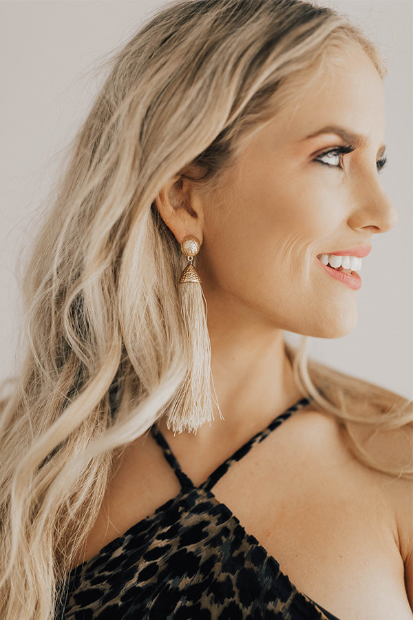 Golden Moment Tassel Earrings Image - 2