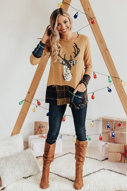 The Blitzen Tunic Sweater in Mustard Image - 3