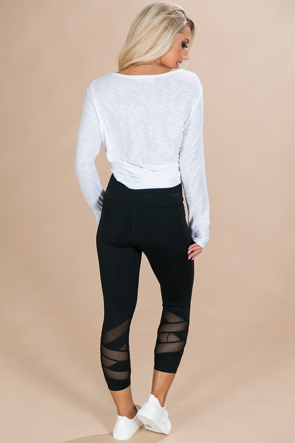 Zig Zag Mesh High Waist Crop Leggings Image - 3