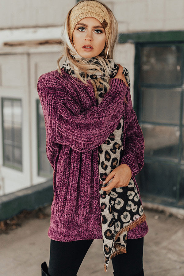 Leopard and Merlot Blanket Scarf