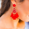 Social Butterfly Tassel Earrings in Red Image - 1