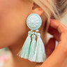 First Class Travels Tassel Earrings in Mint Image - 1
