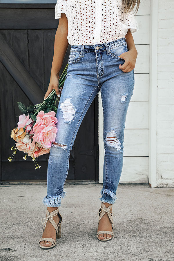 KanCan Malibu Distressed Midrise Skinny In Medium Wash Image - 4