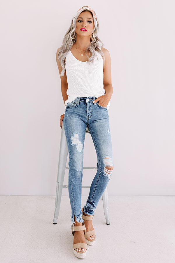 KanCan Malibu Distressed Midrise Skinny In Medium Wash Image - 2