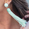 Haute Summer Tassel Earrings In Mint Image - 1