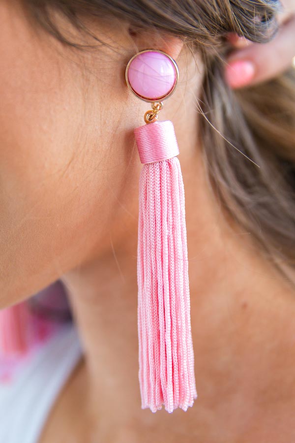 Haute Summer Tassel Earrings In Pink
