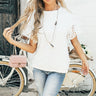 Sunshine Eyelet Shift Tee In White Image - 1