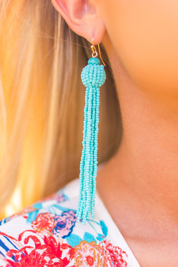 Pretty In Paradise Tassel Earrings In Turquoise