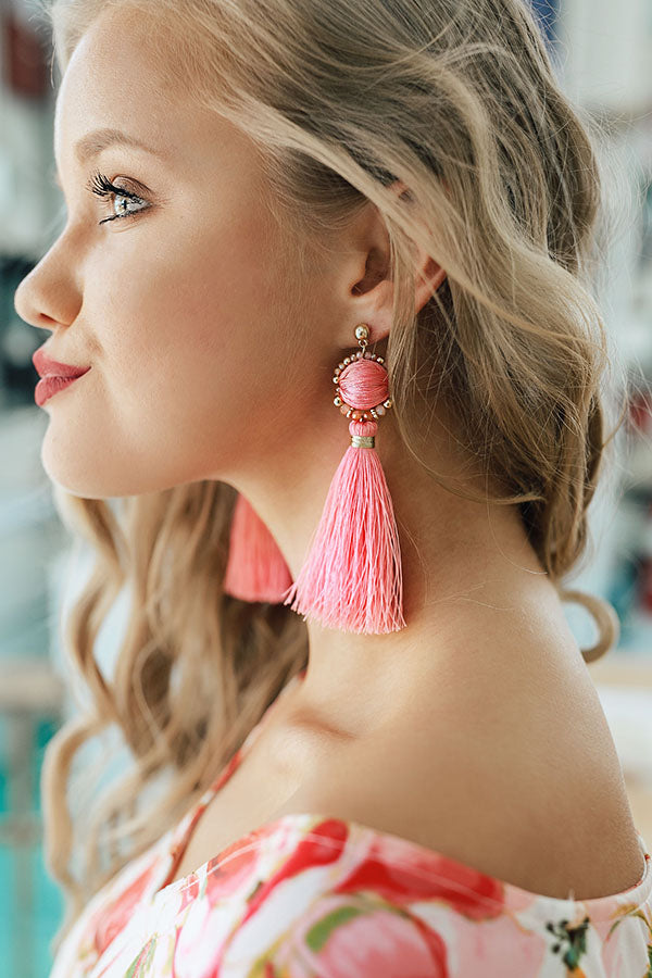Havana Nights Hottie Tassel Earrings In Pink