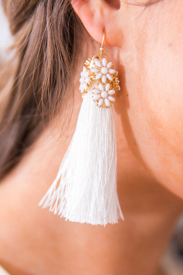 Living Out Loud Tassel Earrings In White