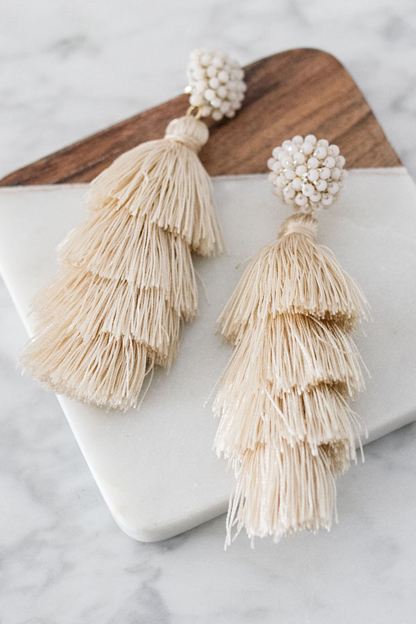 Bahama Beach Days Tassel Earrings In Birch