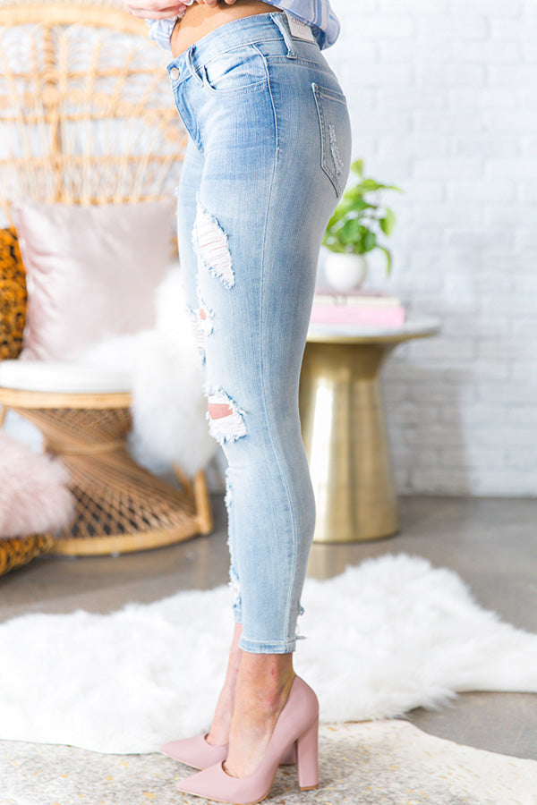 The Palm Beach Mid Rise Distressed Skinny in Light Wash Image - 2