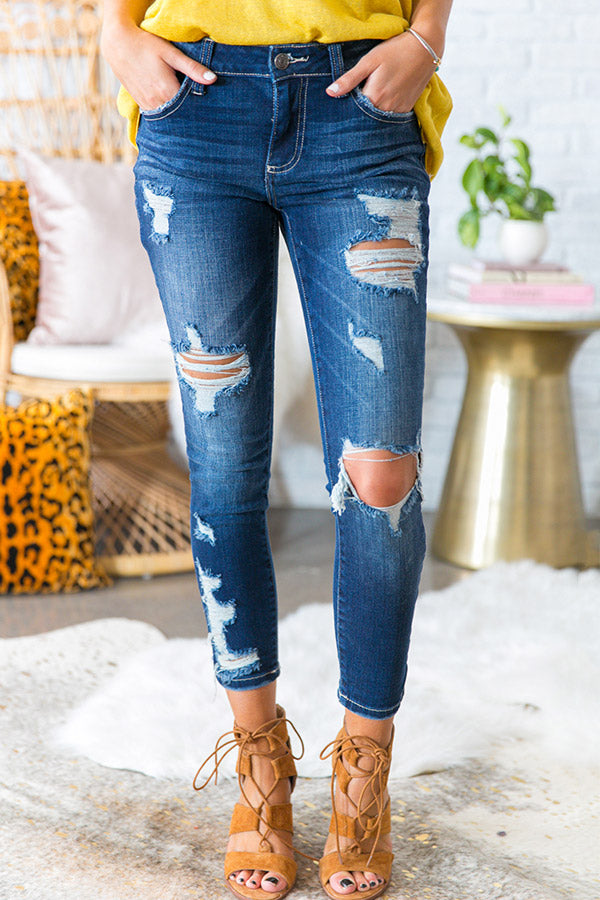 Laguna Beach Mid Rise Distressed Skinny in Dark Wash