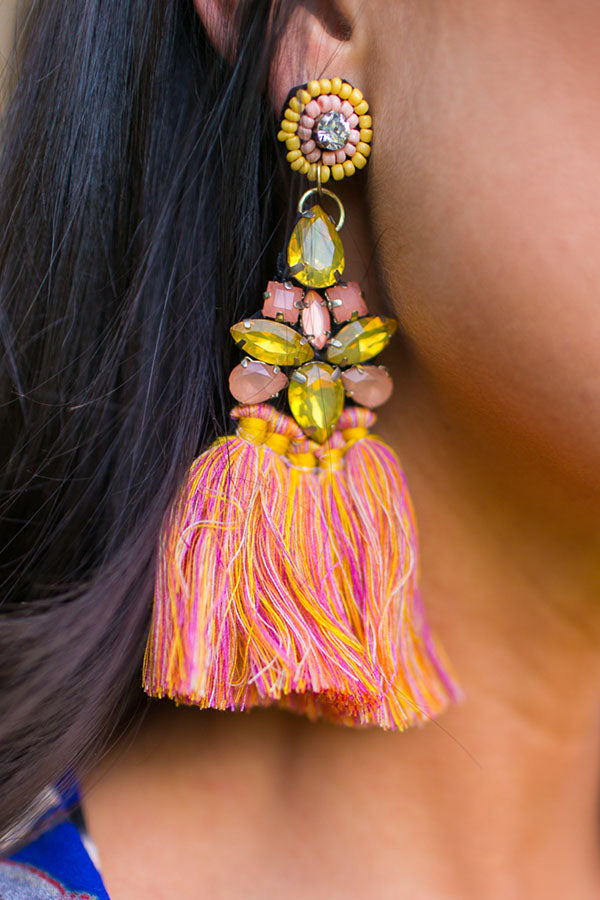 Poolside Cocktail Earrings In Apricot