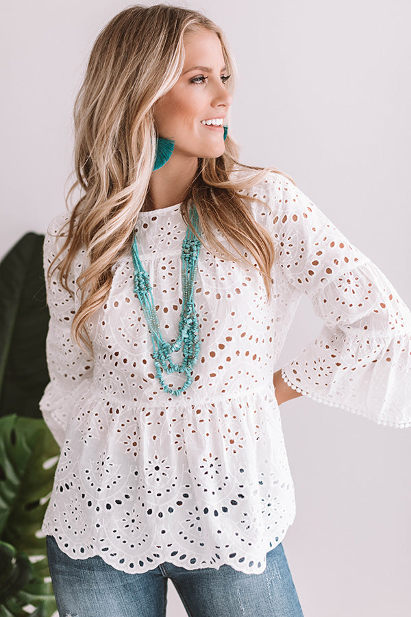 Apple Of My Eyelet Shift Top in White Image - 1