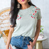 Paradise Found Embroidered Shift Tee in Pear Image - 1