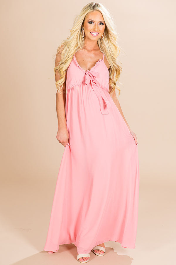 Champagne Sipping Front Tie Maxi in Pink Image - 1
