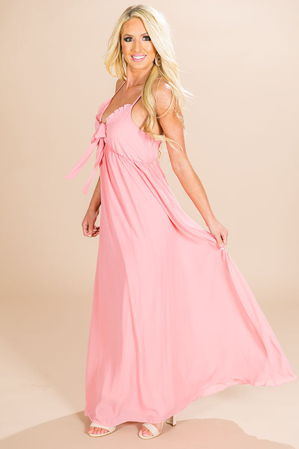 Champagne Sipping Front Tie Maxi in Pink Image - 2