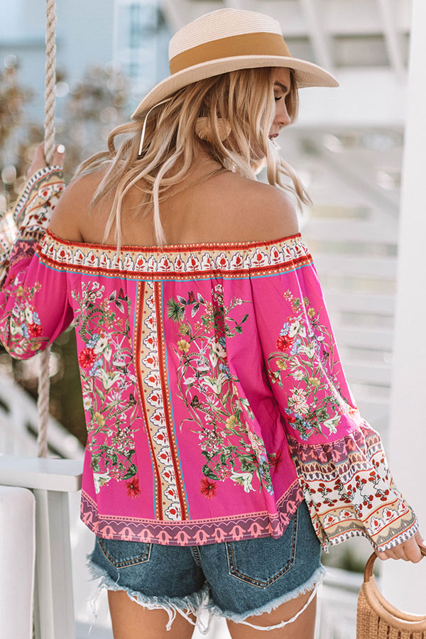 Cabana Babe Off Shoulder Top in Hot Pink Image - 5