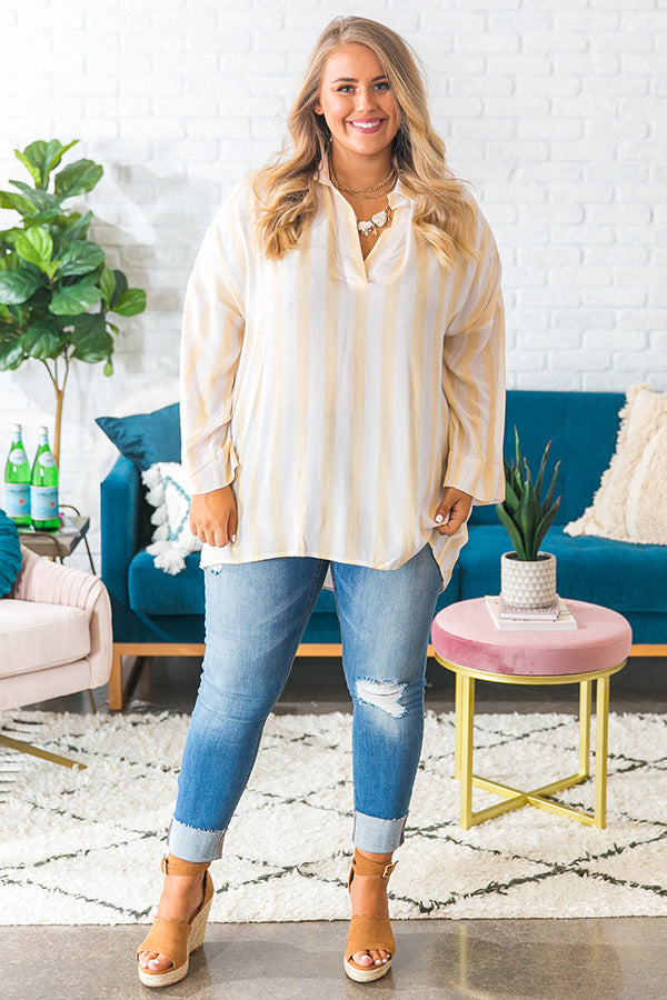 Stripe From The Heart Shift Tunic in Yellow Image - 4