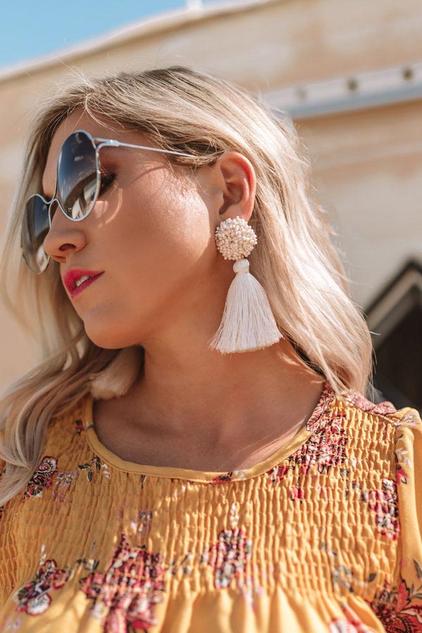 Midnight Kisses Tassel Earrings In Ivory