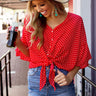 Sangria Sipping Polka Dot Tie Top in Red Image - 1