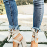 The Parker Faux Suede Lace Up Heel in Nude Image - 1