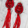 Island Hopper Tassel Earrings In Red Image - 1