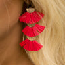 Vacay In Paradise Tassel Earrings In Red Image - 1