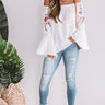 Steal A Kiss Embroidered Shift Top in White Image - 1