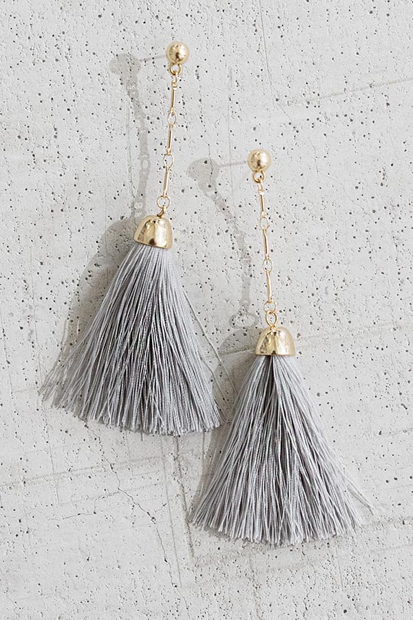 Resort Romance Tassel Earrings In Grey