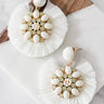 Cue The Fan-Fare Earrings In White Image - 1