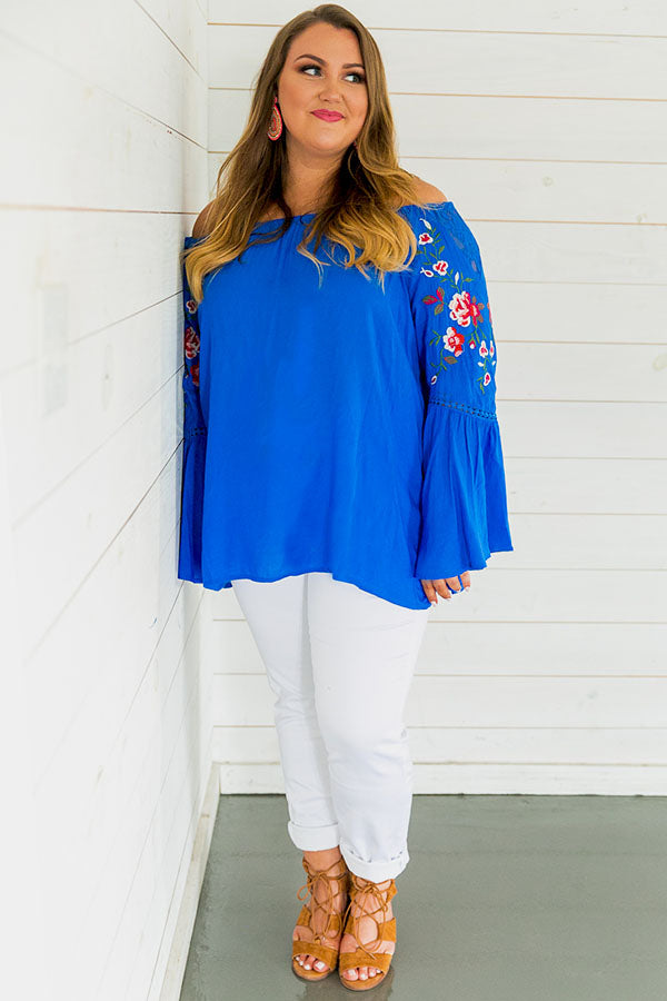 Steal A Kiss Embroidered Shift Top in Blue Image - 4