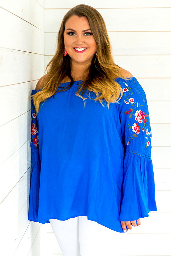 Steal A Kiss Embroidered Shift Top in Blue Image - 5