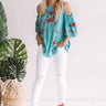Paradise is Calling Embroidered Shift Top in Turquoise Image - 1