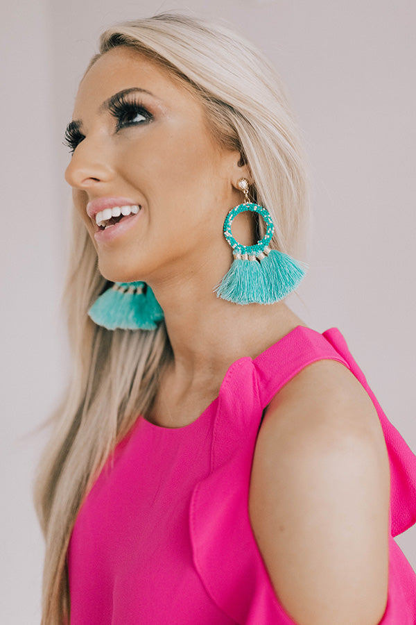 Shake Things Up Tassel Earrings In Ocean Wave