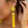 Let Love Bloom Tassel Earrings In Yellow Image - 1