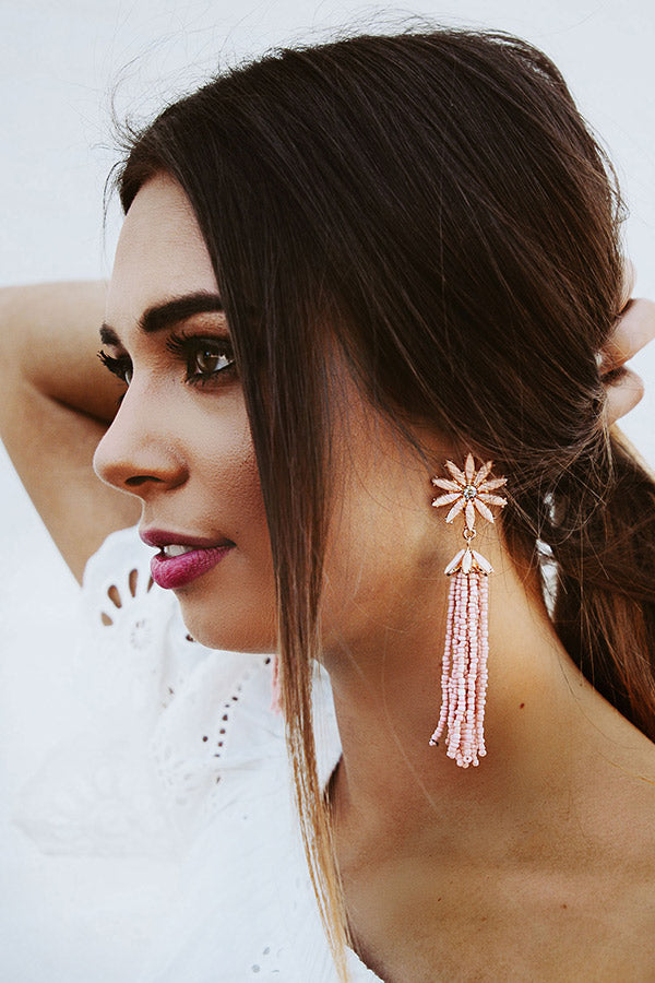 Let Love Bloom Tassel Earrings In Blooming Dahlia