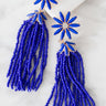 Let Love Bloom Tassel Earrings In Royal Blue Image - 1