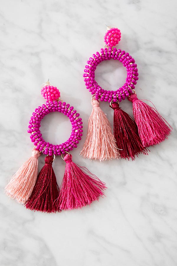 Infinite Options Tassel Earrings In Fuchsia